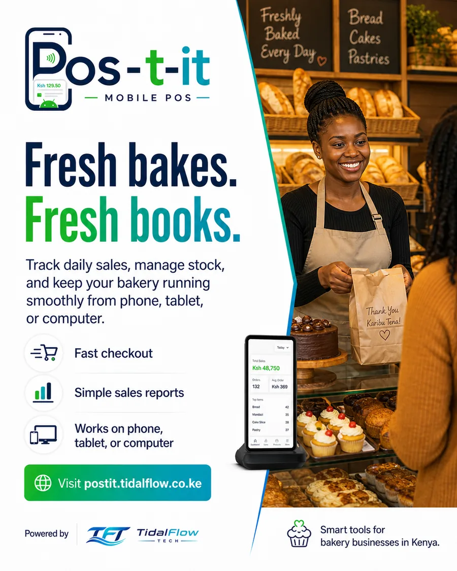 Bakery using Pos-t-it POS for sales stock and reports in Kenya