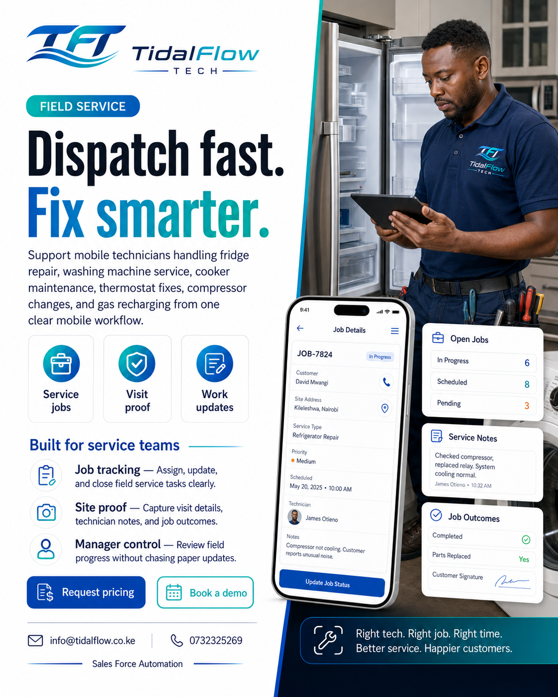 Customer coverage dashboard for TidalFlow merchandising app